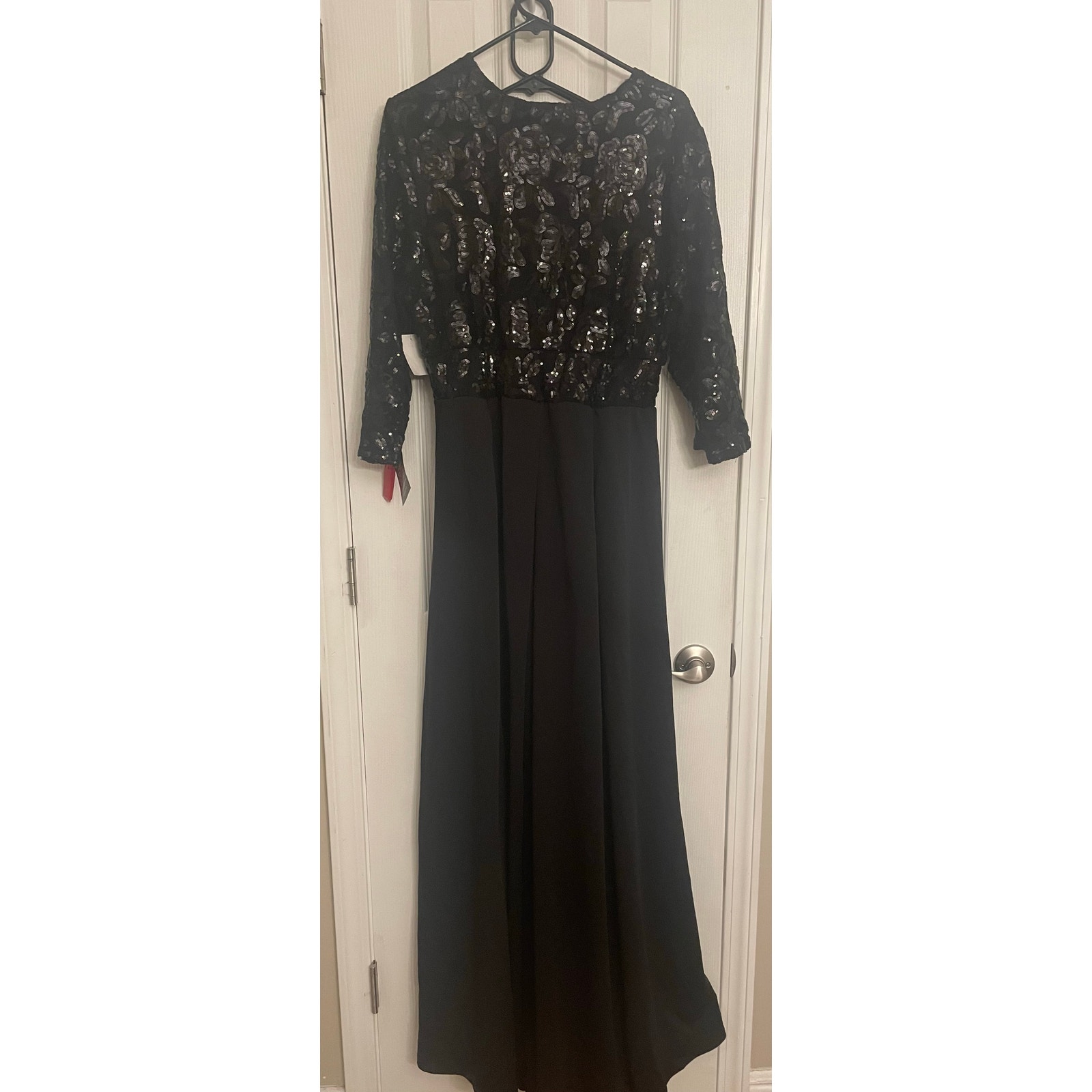 Kiyonna Black Evening Dress With Lace Bodice And Full Lined Chiffon Skirt, A64